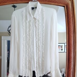 INC International Concepts White Lace Blouse Elegant Top